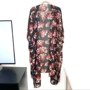 NWOT Black Floral Duster